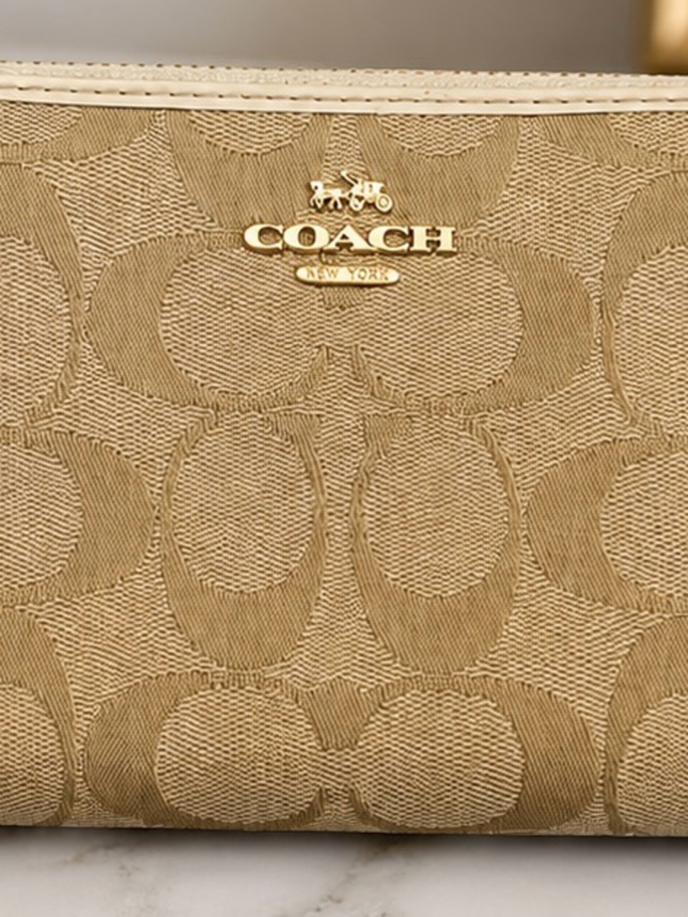 COACH Signature Canvas Zip Around Wallet